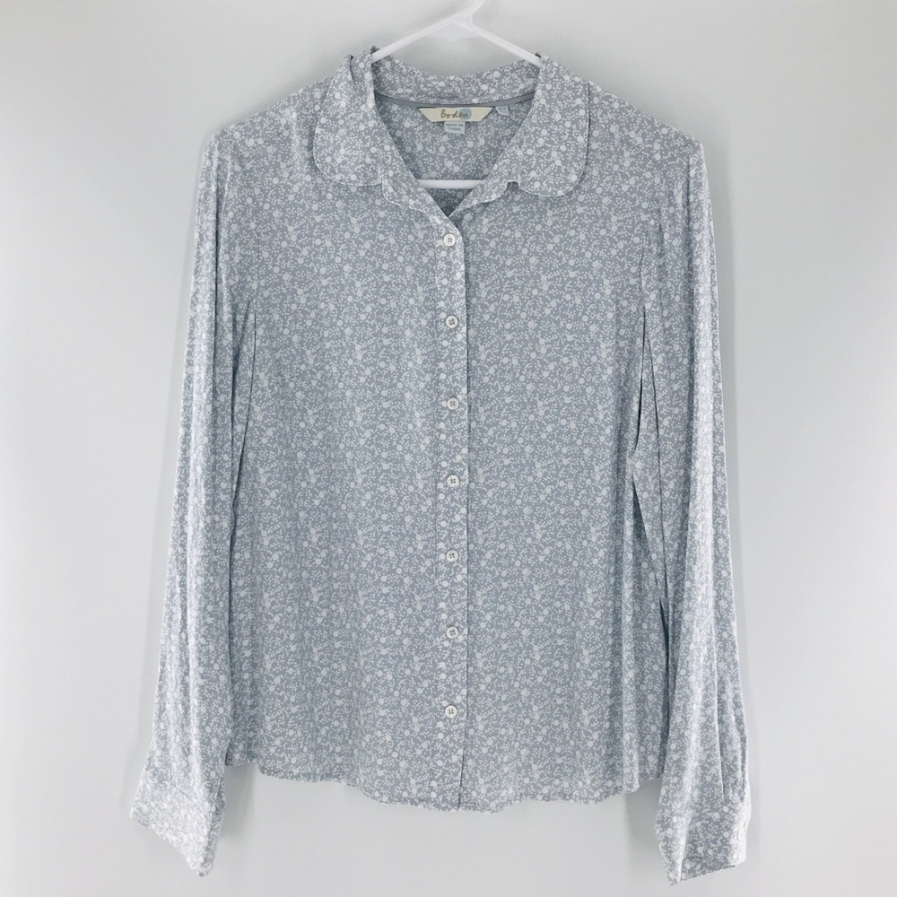 Boden Alma Micro Floral Powder Blue Button Down
